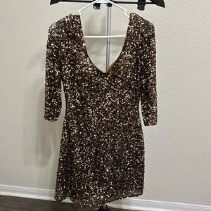 Gorgeous brown sequence mini dress